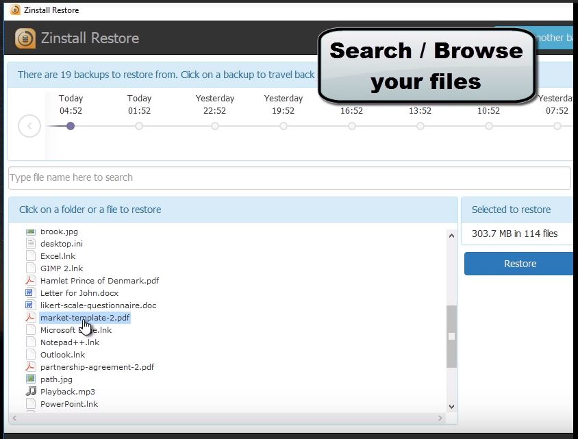 screenshot of Zinstall FullBack Server
